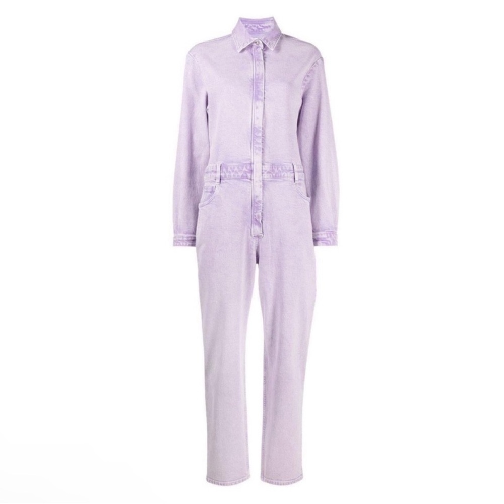 New IRO Nouka Utility Denim Jumpsuit Zip Front Straight Leg in Lilac